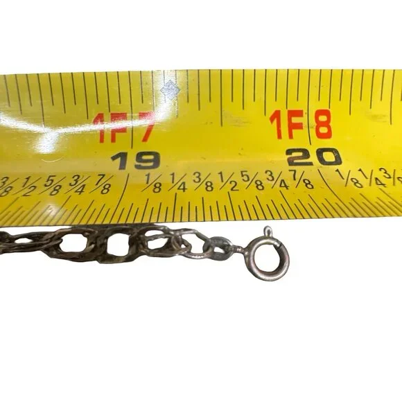 Vintage Sterling Silver Fancy Interlocking Double Link Chain Necklace Canada 20" - Picture 4 of 9